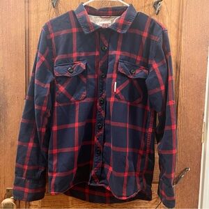 Topo Designs Navy and Red Checkered Shirt